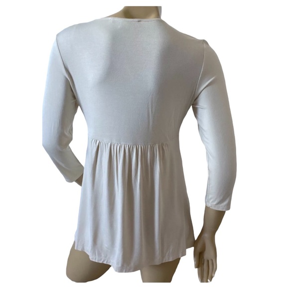 Boston Proper Womens Size Small Beige Embellished Long Sleeve Tunic Shirt - Picture 3 of 6